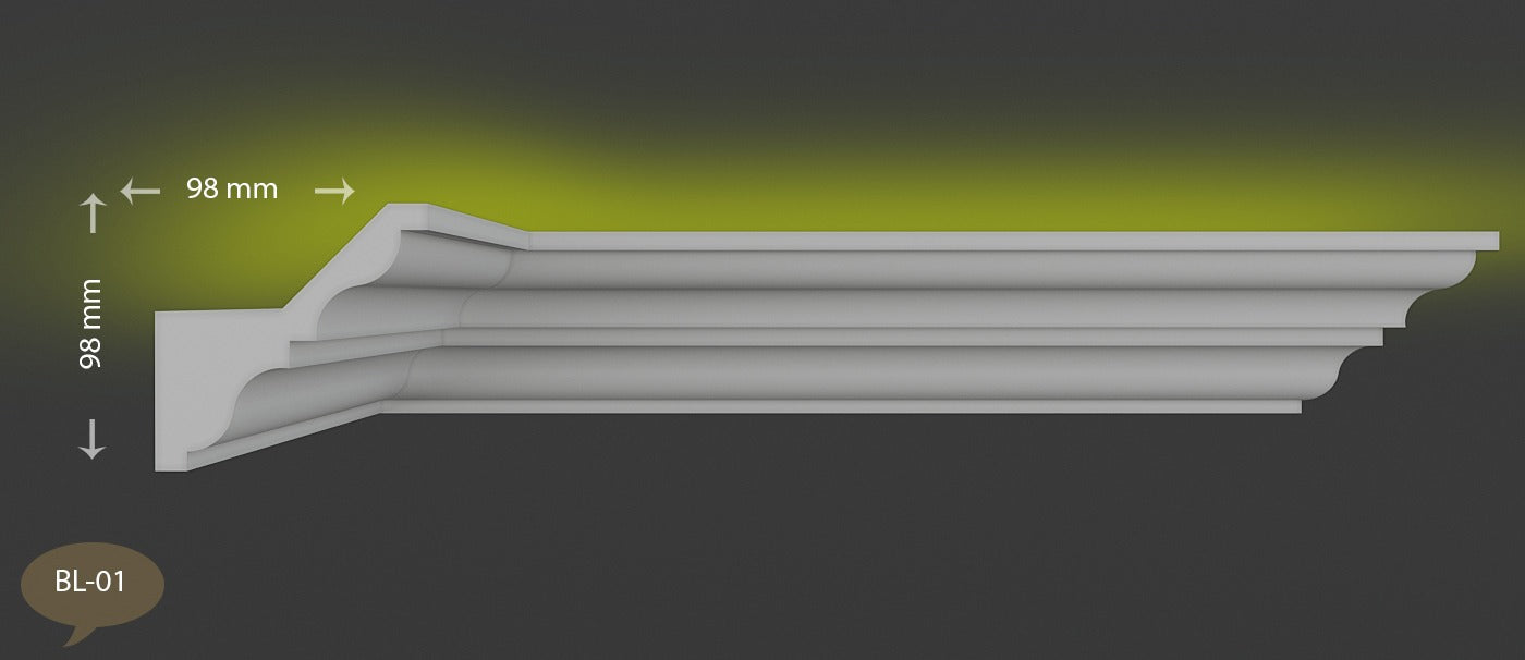 16 Meter LED Indirekte Beleuchtung LED Lichtprofil Styroporleisten BL 01