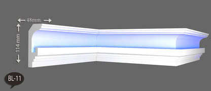 8 Meter LED Indirekte Beleuchtung Lichtprofile Wand Stuckleiste Beleuchtung BL 11