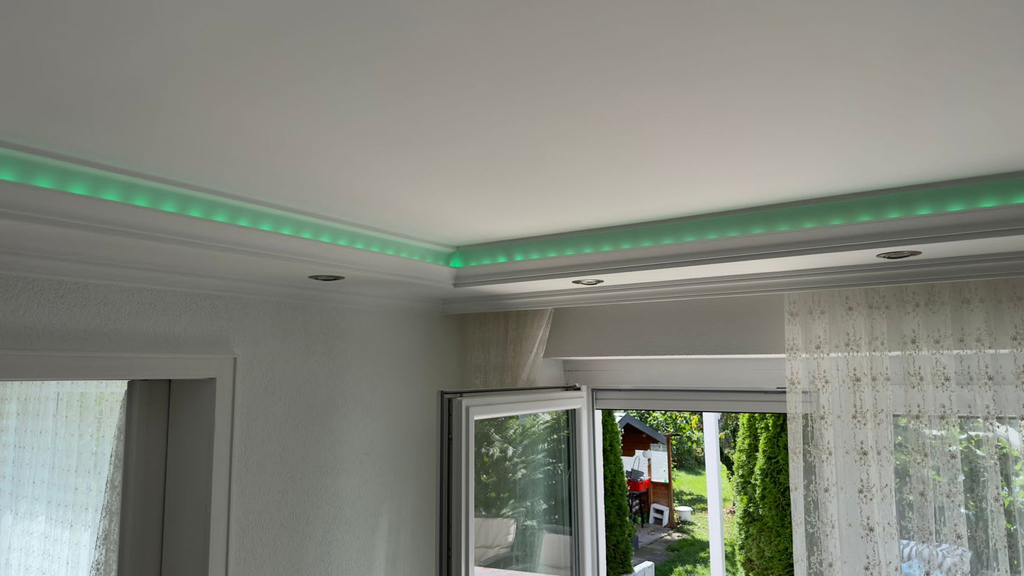8 Meter LED Indirekte Beleuchtung Lichtprofile Wand Stuckleiste Beleuchtung BL 02
