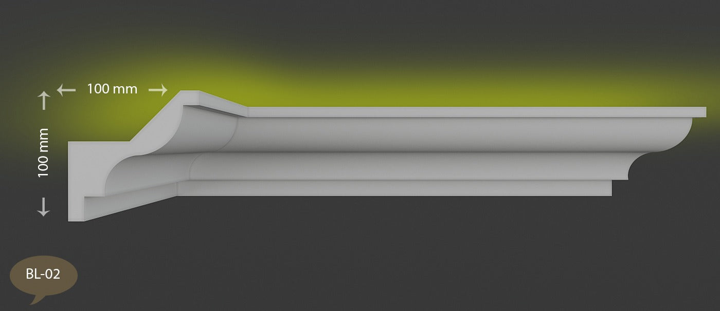 Ecke BL 02 LED Indirekte Beleuchtung LED Lichtprofil Styroporleisten