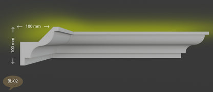 Ecke BL 02 LED Indirekte Beleuchtung LED Lichtprofil Styroporleisten