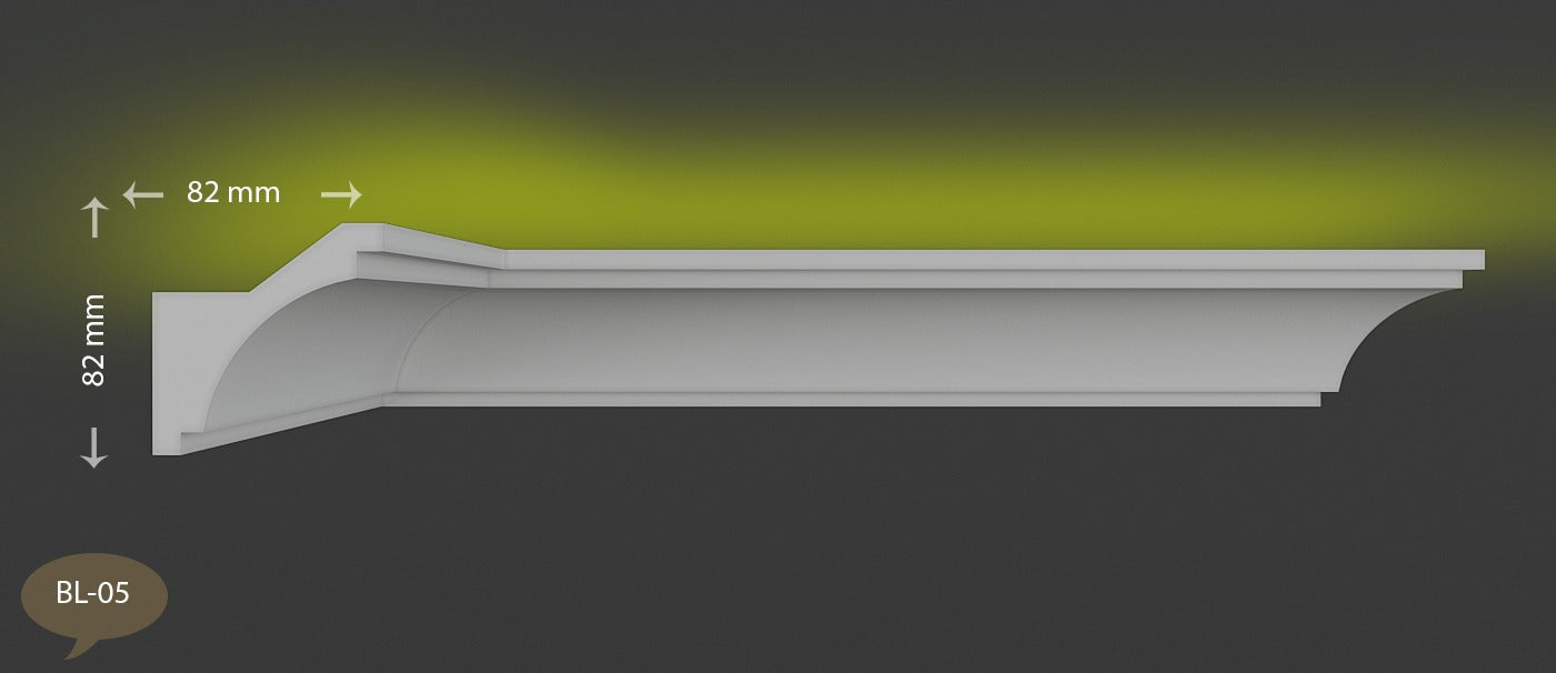 Ecke BL 05 LED Indirekte Beleuchtung LED Lichtprofil Styroporleisten