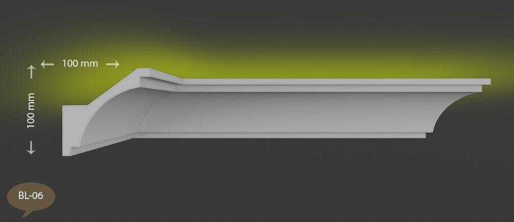 Ecke BL 06 LED Indirekte Beleuchtung LED Lichtprofil Styroporleisten