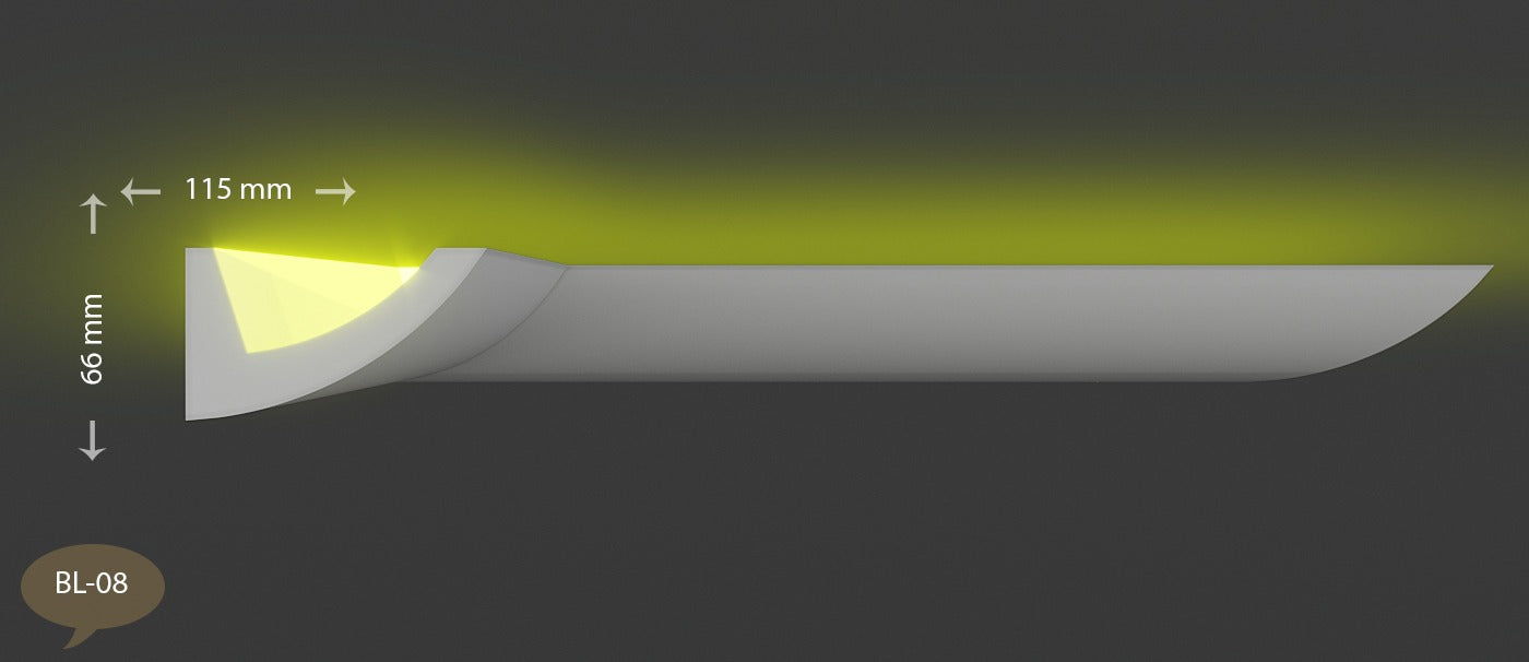 Ecke BL 08 LED Indirekte Beleuchtung LED Lichtprofil Styroporleisten