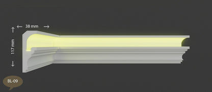 Ecke BL 09 LED Indirekte Beleuchtung LED Lichtprofil Styroporleisten