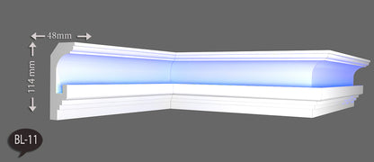 Ecke BL 11 LED Indirekte Beleuchtung LED Lichtprofil Styroporleisten