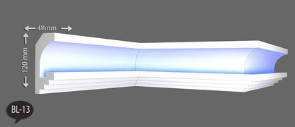 Ecke BL 13 LED Indirekte Beleuchtung LED Lichtprofil Styroporleisten