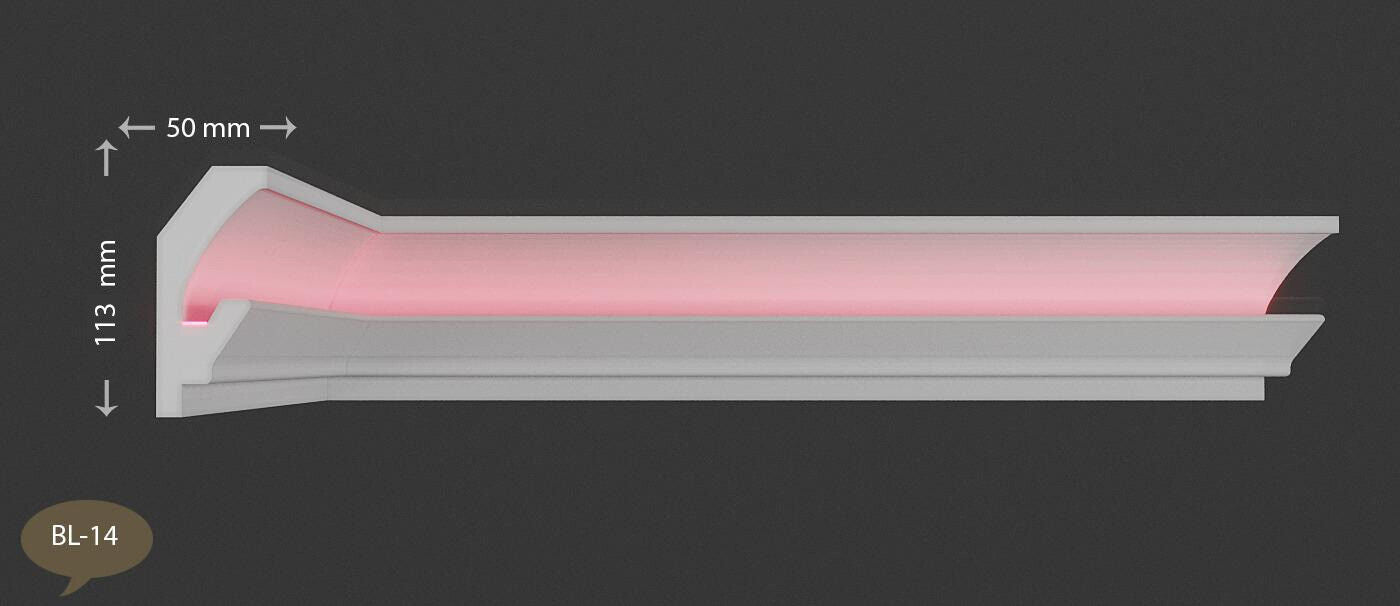 Ecke BL 14 LED Indirekte Beleuchtung LED Lichtprofil Styroporleisten