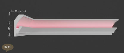 Ecke BL 14 LED Indirekte Beleuchtung LED Lichtprofil Styroporleisten
