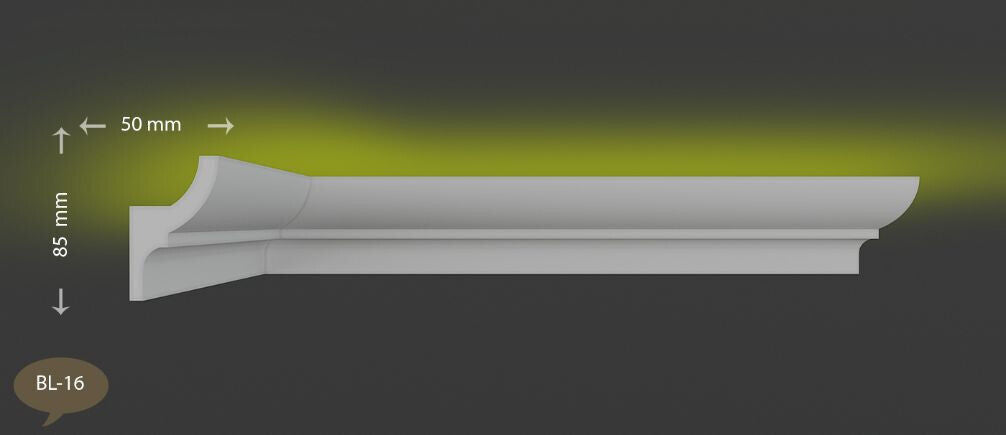 Ecke BL 16 LED Indirekte Beleuchtung LED Lichtprofil Styroporleisten