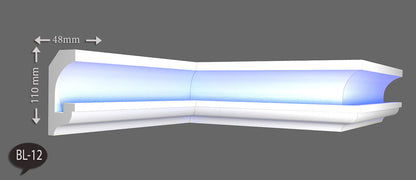 Ecke BL 12 LED Indirekte Beleuchtung LED Lichtprofil Styroporleisten