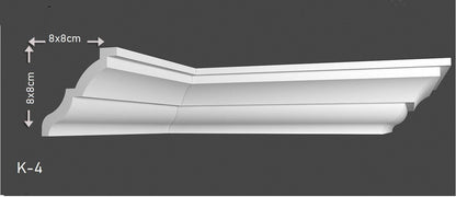 12 Meter Zierleiste Stuckprofile Styroporleisten Zierprofil  (80 x 80mm) K 4