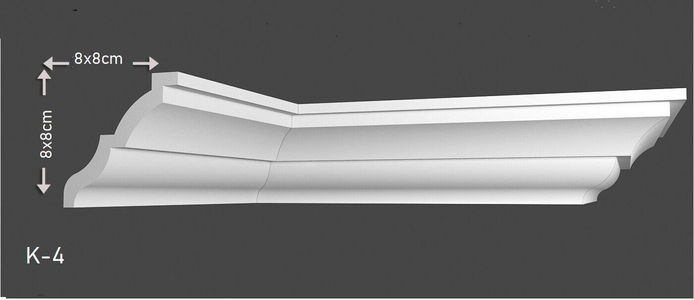 8 Meter Zierleiste Stuckprofile Styroporleisten Zierprofil  (80 x 80mm) K 4