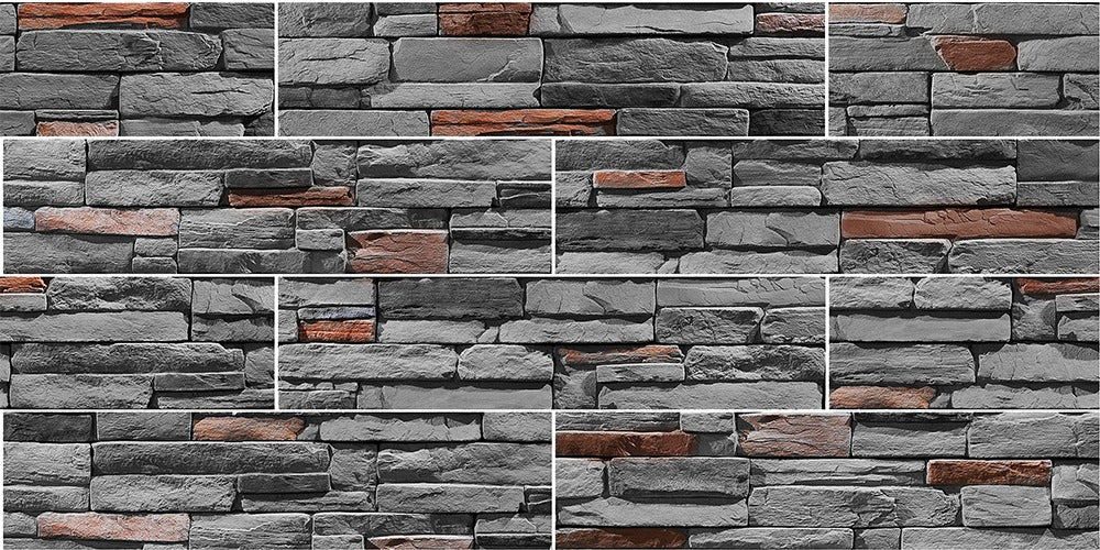 10x Stück Wandpaneele Wandverkleidung Steinoptik 3D Paneel Platten KS-102 (5 qm)