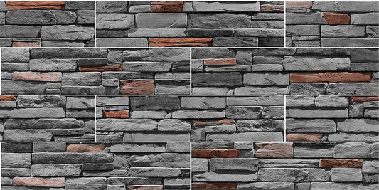 10x Stück Wandpaneele Wandverkleidung Steinoptik 3D Paneel Platten KS-102 (5 qm)